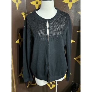 Pure Collection Beaded Wool Cardigan Long Sleeve Sweater Size 12